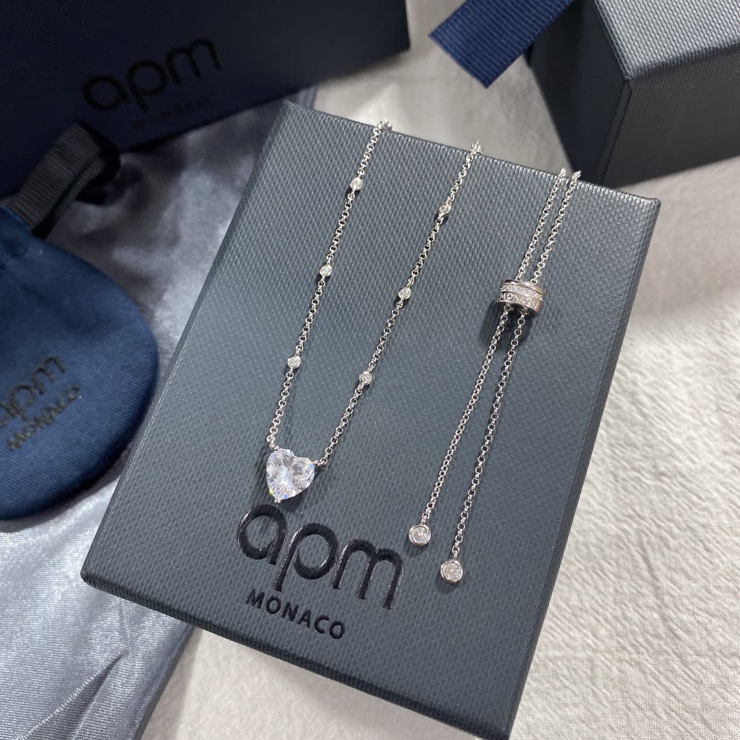 APM Monaco Heart-Shaped Blue Topaz Necklace